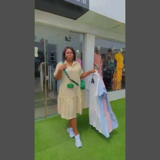 Robe Chemise Oversize Boutonnée – Chic Décontracté avec Poches