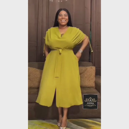 Robe Drapée Élégance – L’Alliance Parfaite du Style et du Confort