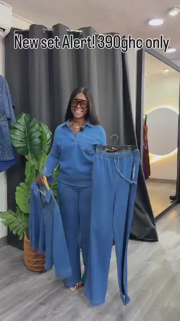 Ensemble Bleu à Coupe Ample